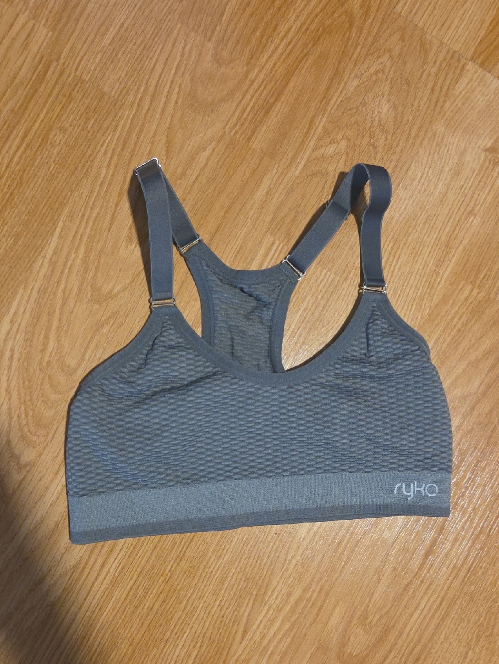 Ryka Charcoal Textured Racerback Sports Bra